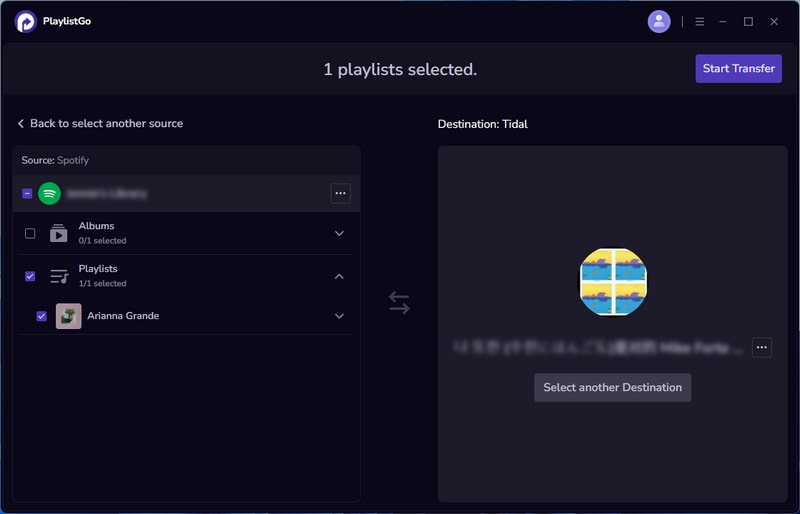 select spotify to-tidal