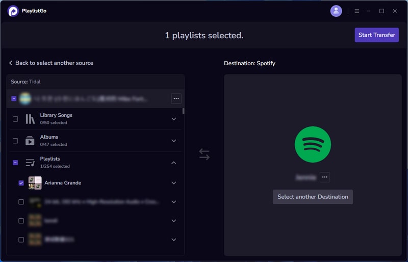 transfer tidal to spotify