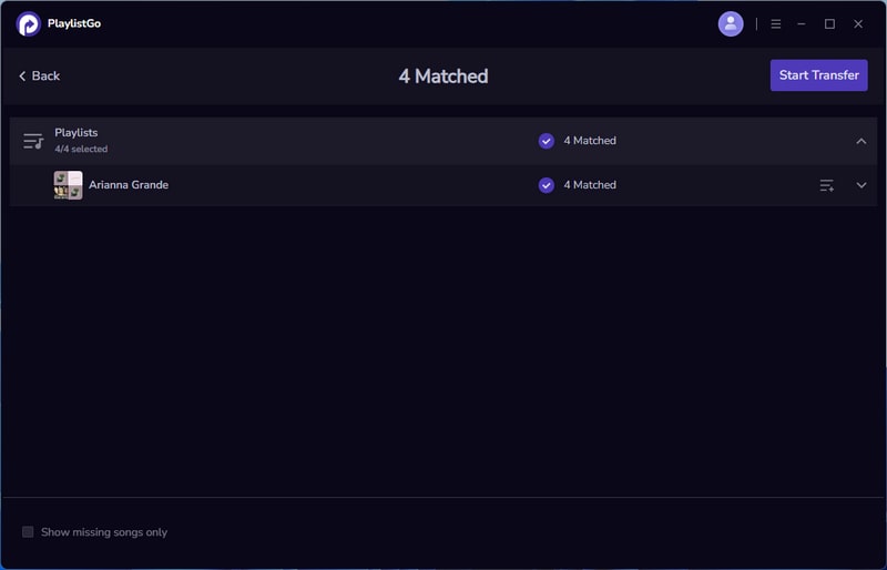 start transfer tidal to spotify