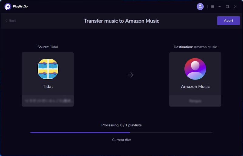 transfer tidal to amazon
