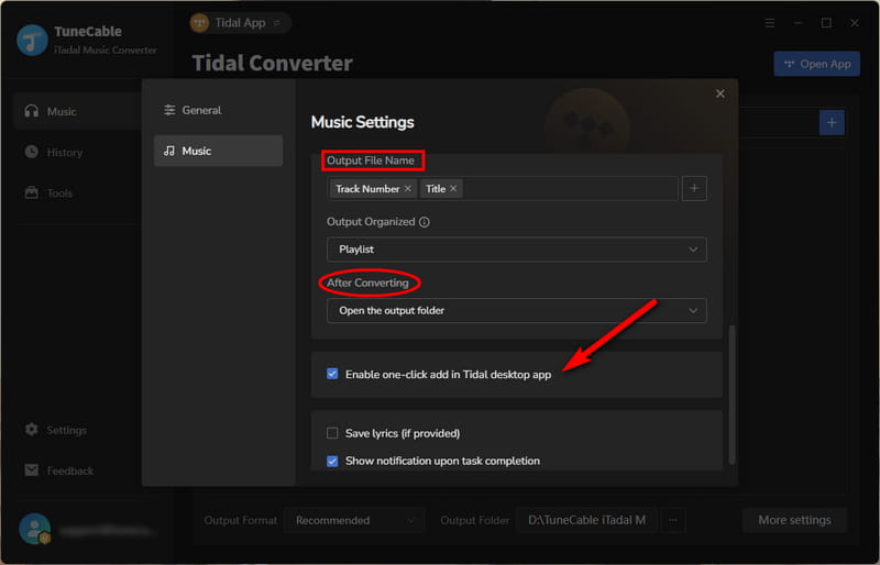 more settings