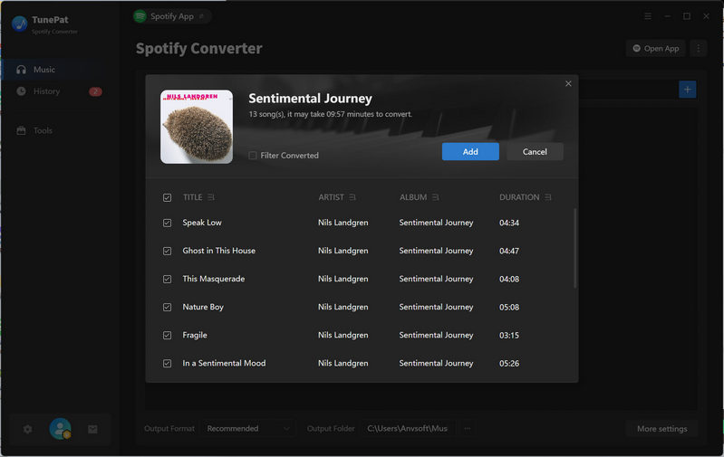 TunePat Spotify Converter add spotify music