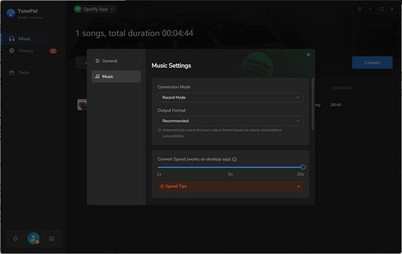 TunePat Spotify Converter spotify settings