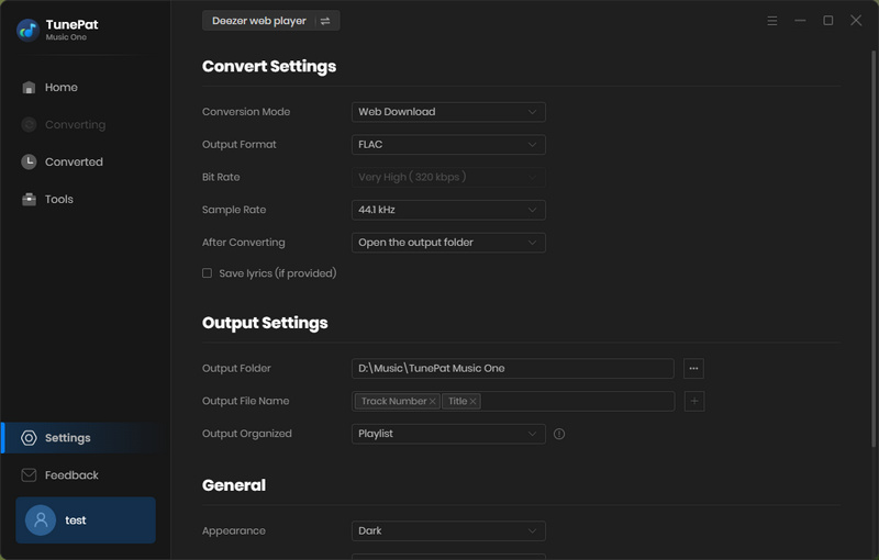 customize output settings