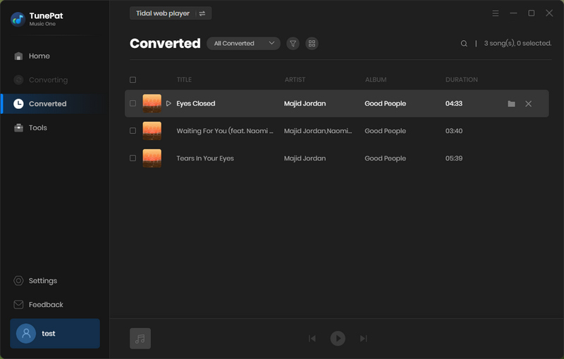 tunepat converted tidal music