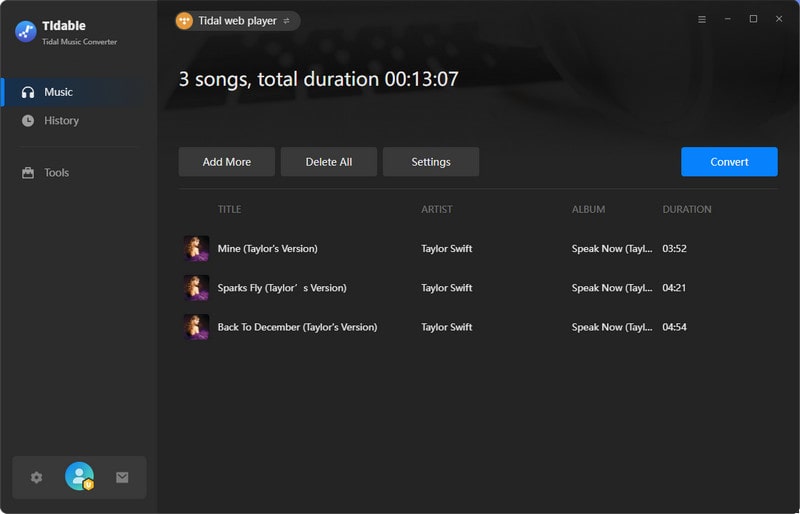 Click to Convert Tidal Music