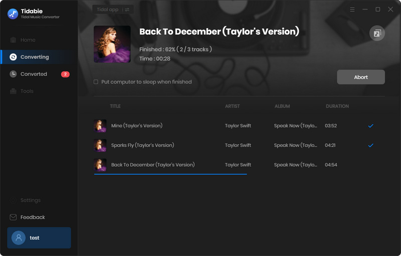 convert tidal music