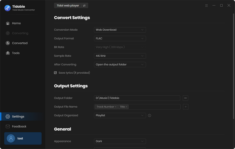 Customize Output Settings